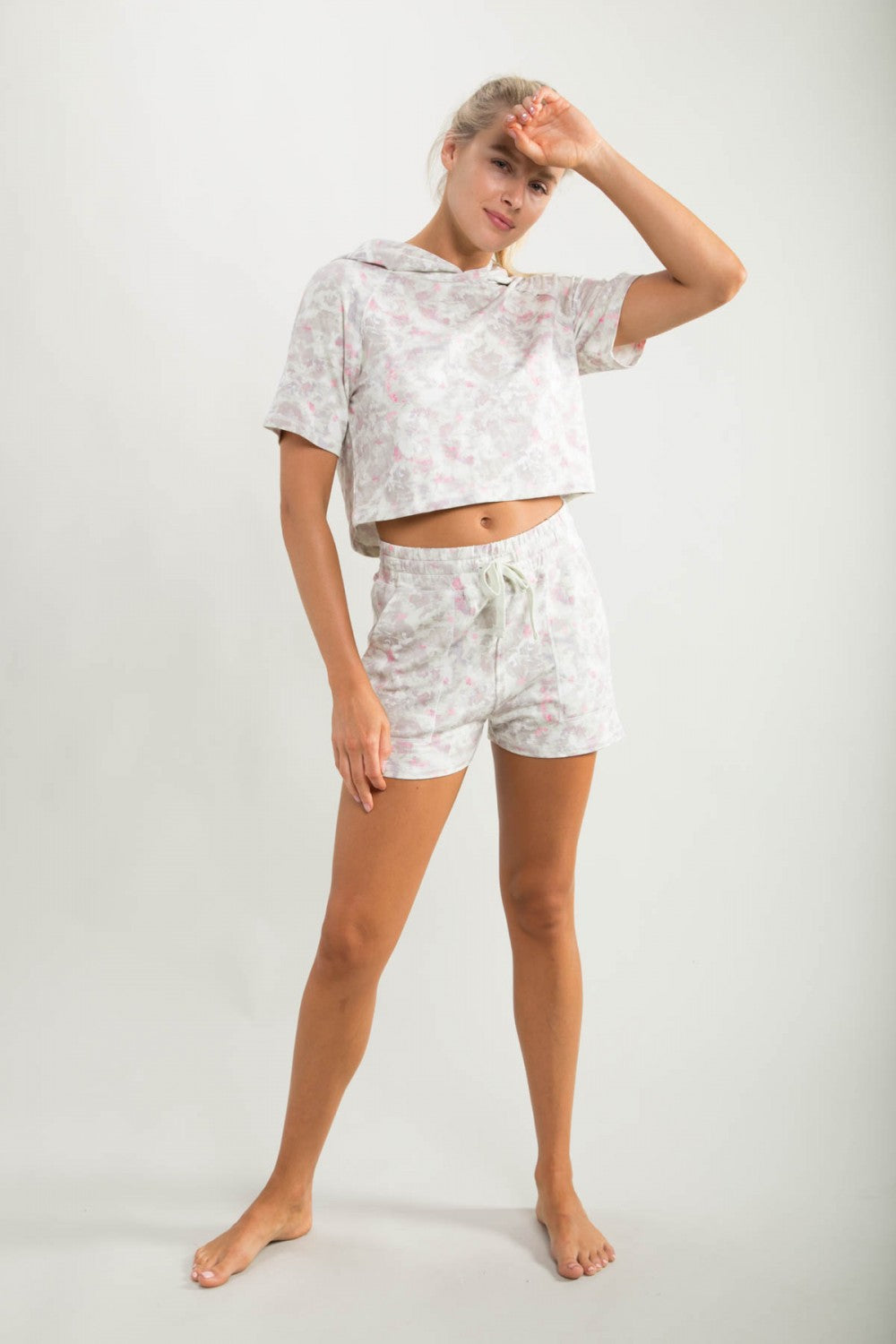 Watercolor Athleisure Shorts with Drawstring