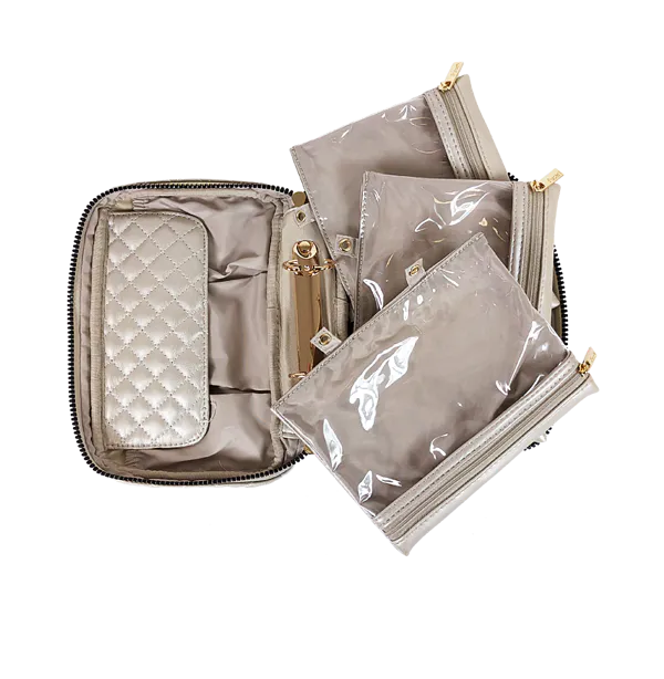 Lexi Travel Organizer White Gold Quilted