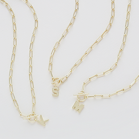 Natalie Wood Toggle Initial Necklace in Gold