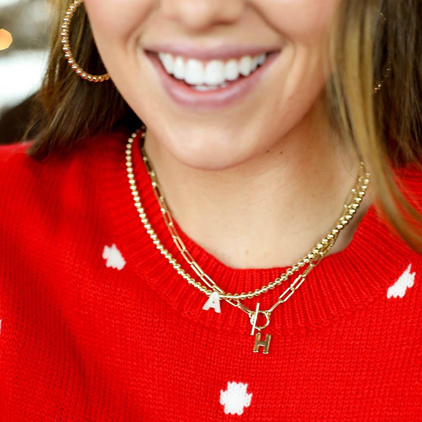 Natalie Wood Toggle Initial Necklace in Gold